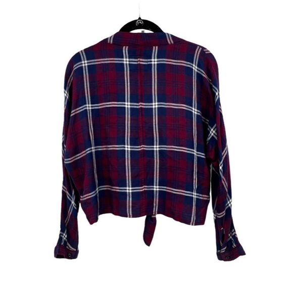 Rails Large Sloane Red Blue Cropped Anthro Flannel - Picture 3 of 7